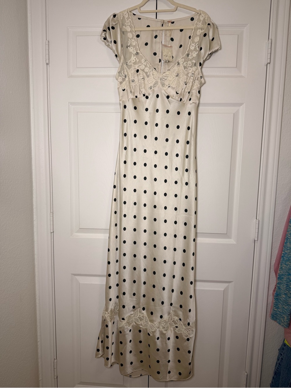 Free People Butterfly Babe Midi Dress Polka Dot Sz L